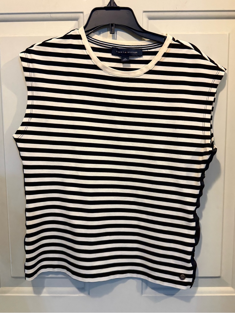 Tommy Hilfiger Black and White Striped Sleeveless Tank